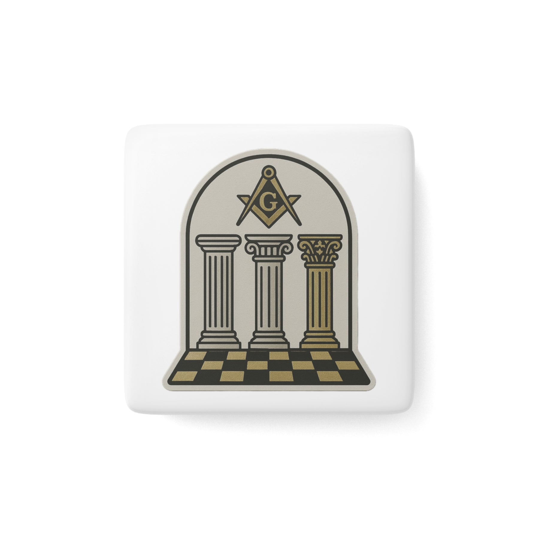 Master Mason Blue Lodge Magnet - Porcelain With Magnet - Bricks Masons