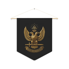 33rd Degree Scottish Rite Pennant - Deus Meumque Jus with Double Headed Eagle - Bricks Masons