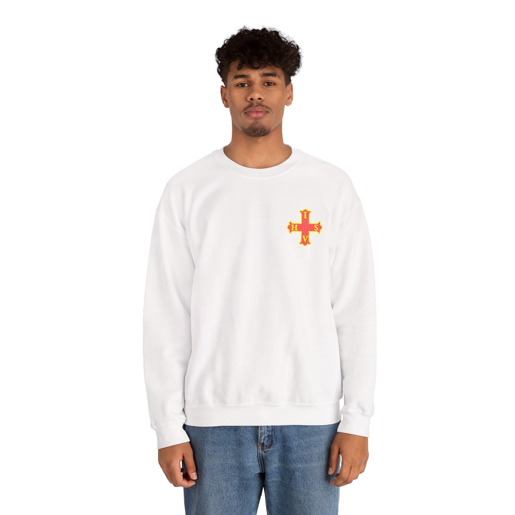 Red Cross of Constantine Sweatshirt - Left Chest Cross Embroidery - Bricks Masons