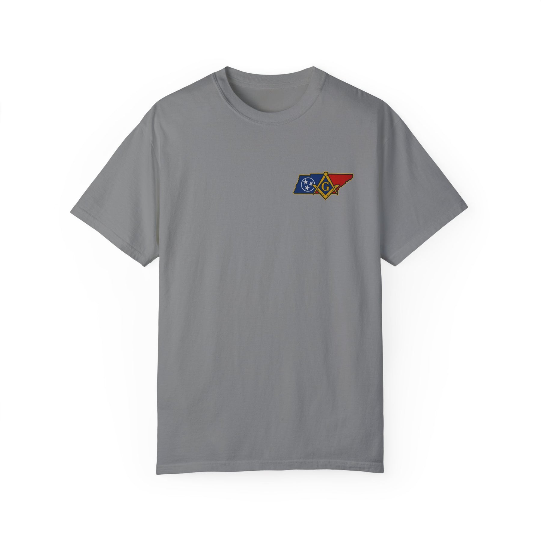 Master Mason Blue Lodge T-Shirt - Garment-Dyed Tennessee Mason - Bricks Masons
