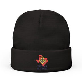 Master Mason Blue Lodge Beanie - Knit Embroidery Texas Mason Square and Compass G - Bricks Masons