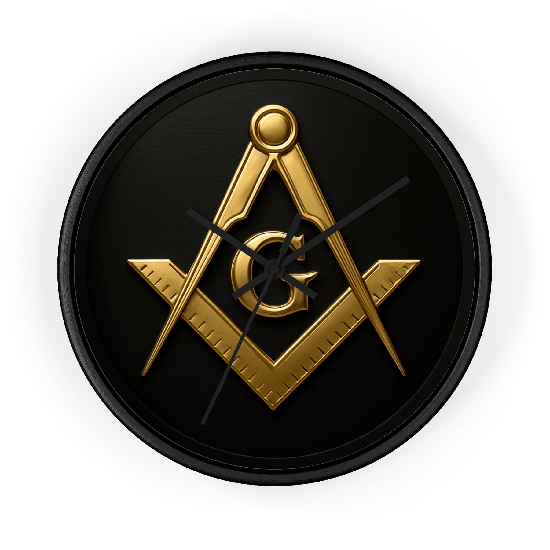 Master Mason Blue Lodge Clock - S&C with G Design on Wood Frame - Bricks Masons