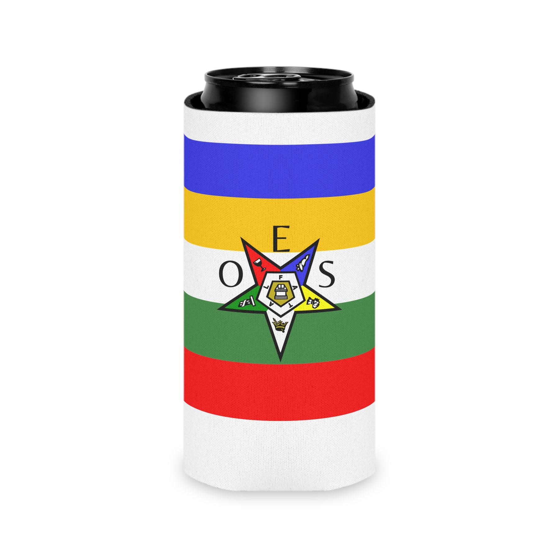 OES Can Cooler - Colorful Star With Polyester Exterior - Bricks Masons