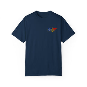 Master Mason Blue Lodge T-Shirt - Garment-Dyed Tennessee Mason - Bricks Masons