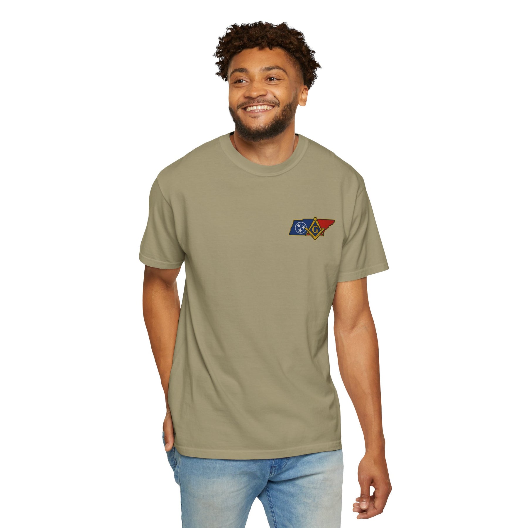 Master Mason Blue Lodge T-Shirt - Garment-Dyed Tennessee Mason - Bricks Masons