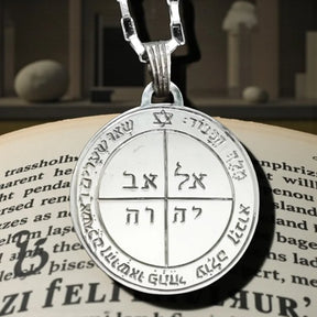 Solomon Pendant Fifth Pentacle consecrated to Mercury 3 cm 11 g in Silver 44 Seals of Solomon Art 1486 - Bricks Masons