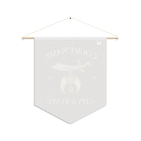 Shriners Pennant - Brown Polyester Twill With Personalization - Bricks Masons
