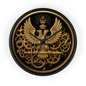 33rd Degree Scottish Rite Clock - Open Gear Eagle on Wood Frame With Plexiglass Face - Bricks Masons