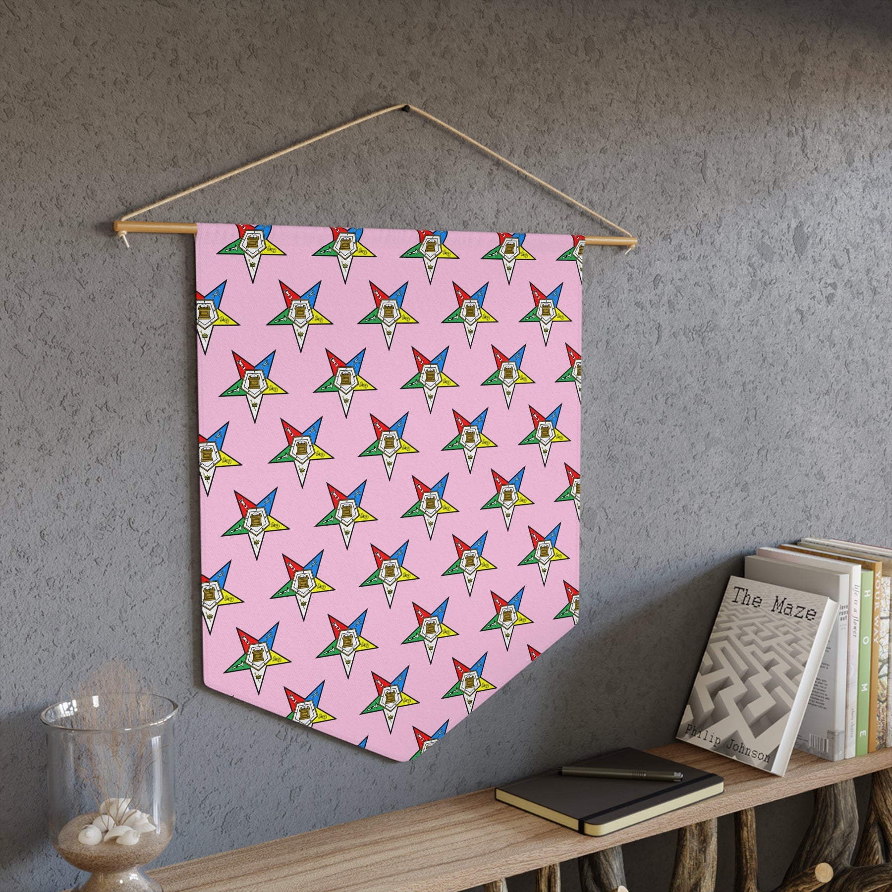OES Pennant - Colorful Eastern Star Pattern - Bricks Masons