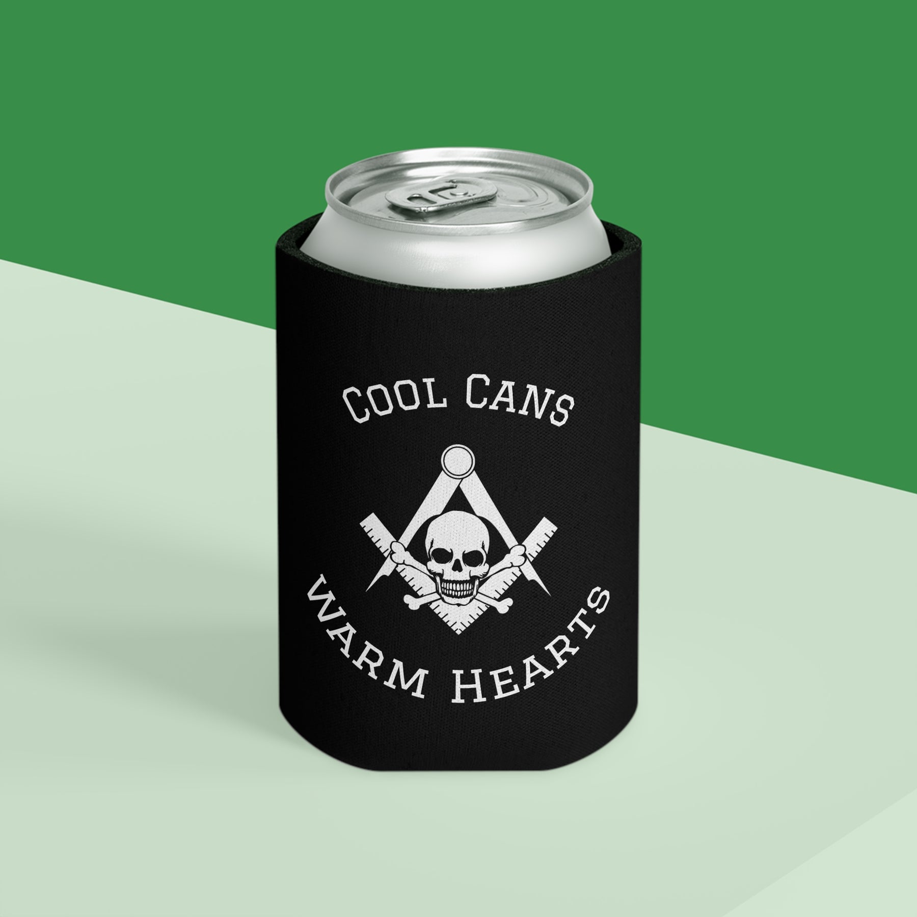 Widows Sons Can Cooler - White Skull & Bones With S&C On Black - Bricks Masons