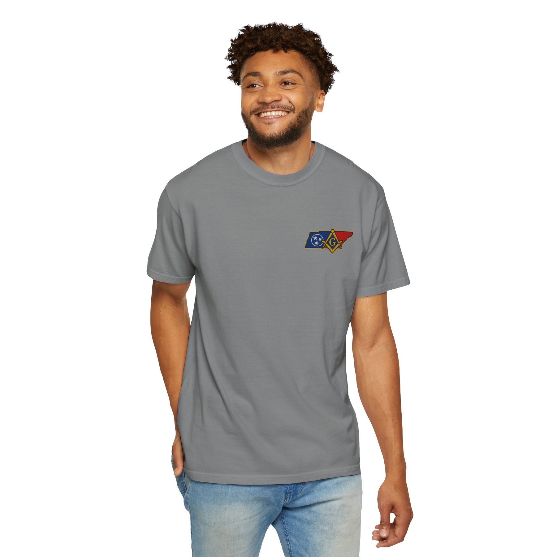 Master Mason Blue Lodge T-Shirt - Garment-Dyed Tennessee Mason - Bricks Masons