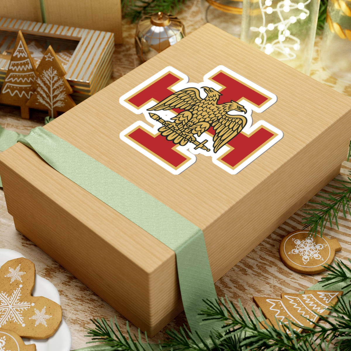 33rd Degree Scottish Rite Sticker Decal - Kiss-Cut Red & Gold Eagle - Bricks Masons