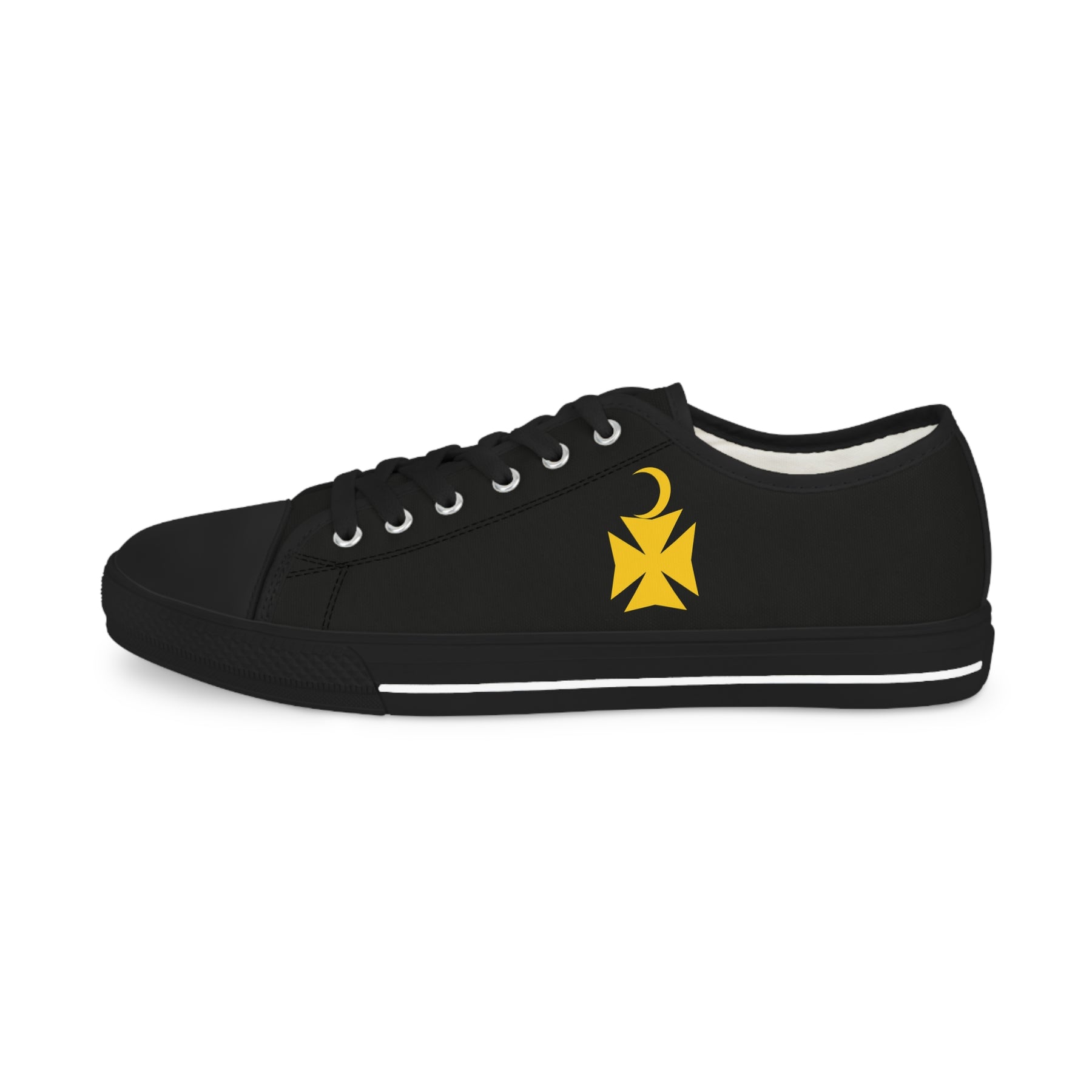 Knights of Constantinople Sneaker - Low Top Sneaker Black & White Golden Emblem - Bricks Masons
