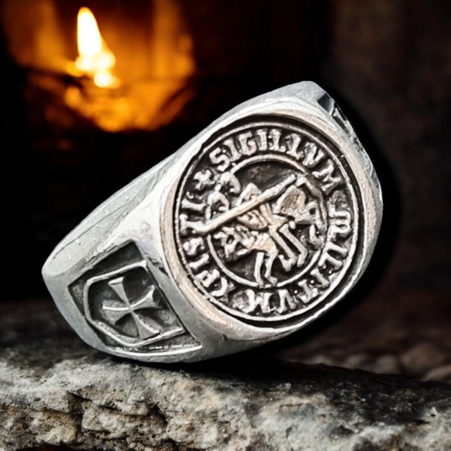 Knights Templar Ring in Silver 1.4 cm 7 g Art 1578 - Bricks Masons