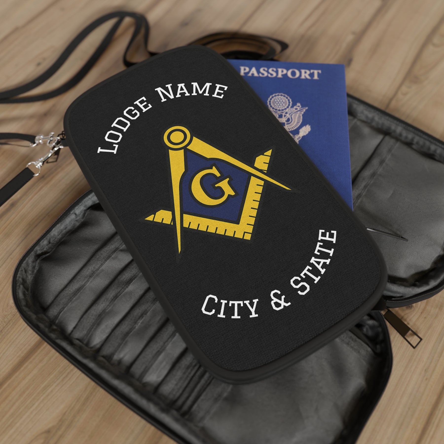Master Mason Blue Lodge Passport Wallet - Customizable With Storage Pockets - Bricks Masons