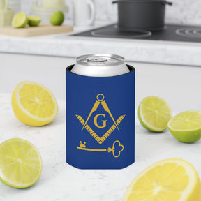 International Masons Can Cooler - Gold & Blue Square & Compass G - Bricks Masons