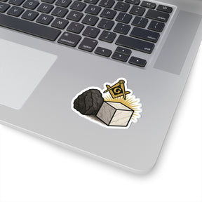 Master Mason Blue Lodge Sticker Decal - Kiss-Cut Rough Ashlar and Perfect Ashlar - Bricks Masons