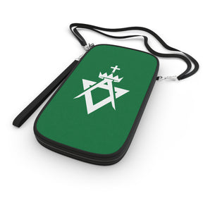 Allied Masonic Degrees Passport Wallet - Green With Shoulder & Wrist Strap - Bricks Masons