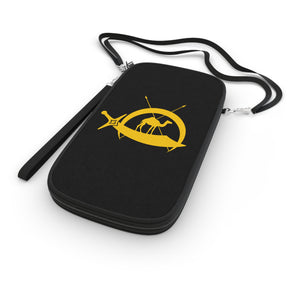 DOKO Passport Wallet - Black & Yellow With Shoulder & Wrist Strap - Bricks Masons