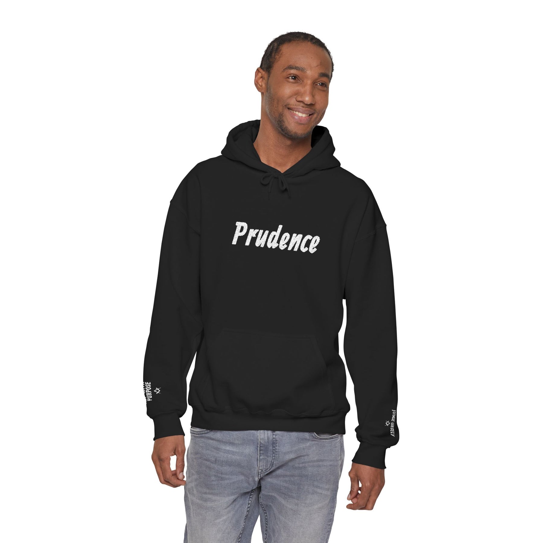 Entered Apprentice Blue Lodge Hoodie - Prudence Front & Sleeves Embroidery Detailing - Bricks Masons