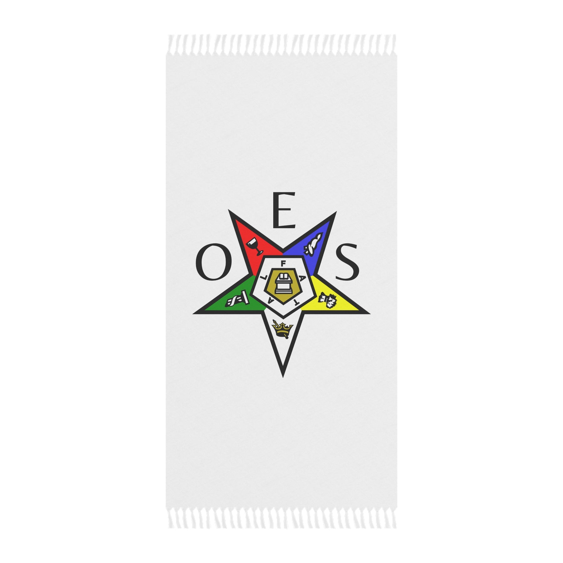 OES Towel - White Polyester With Colorful Star Beach Cloth - Bricks Masons