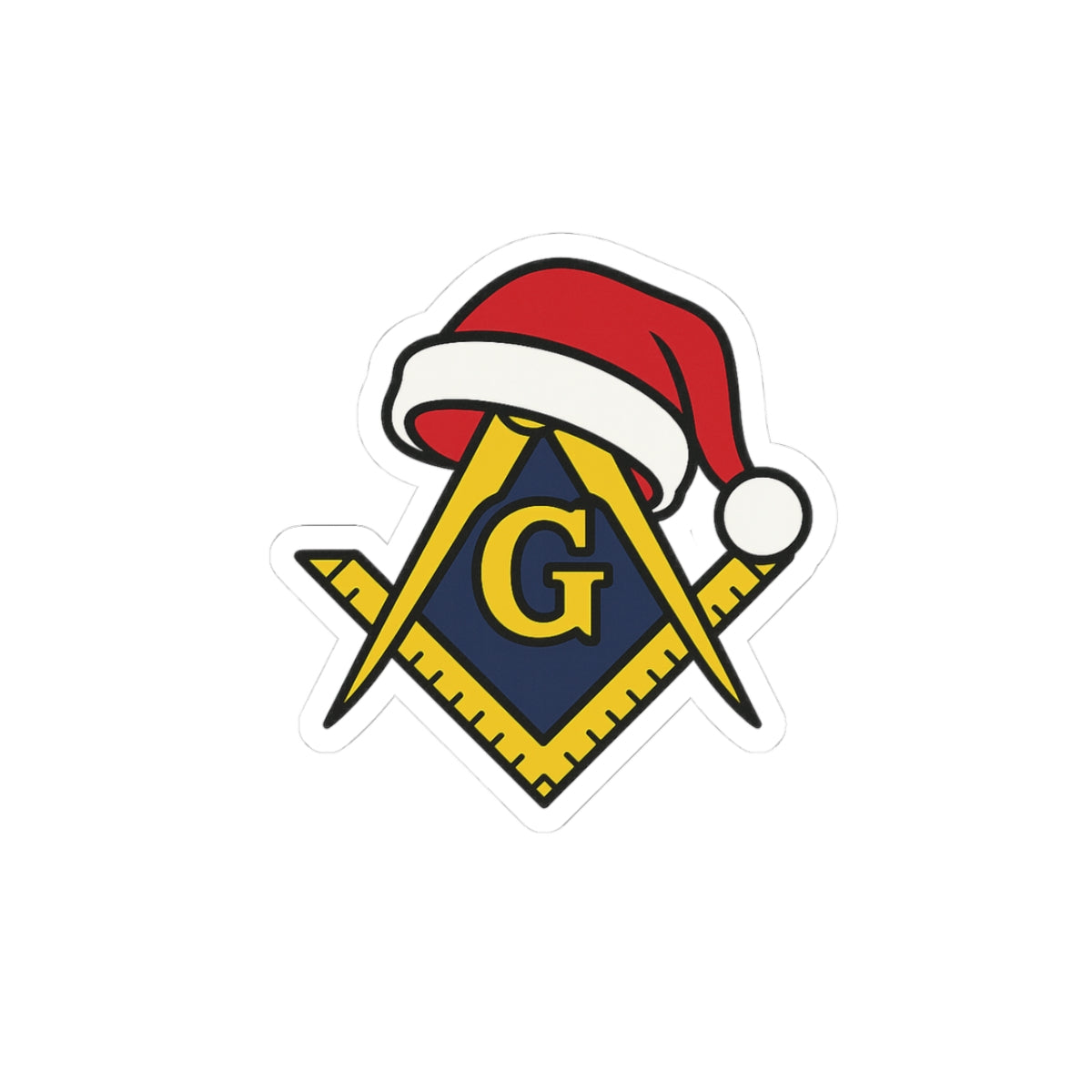Master Mason Blue Lodge Sticker Decal - Kiss-Cut Festive Square & Compass G Christmas - Bricks Masons