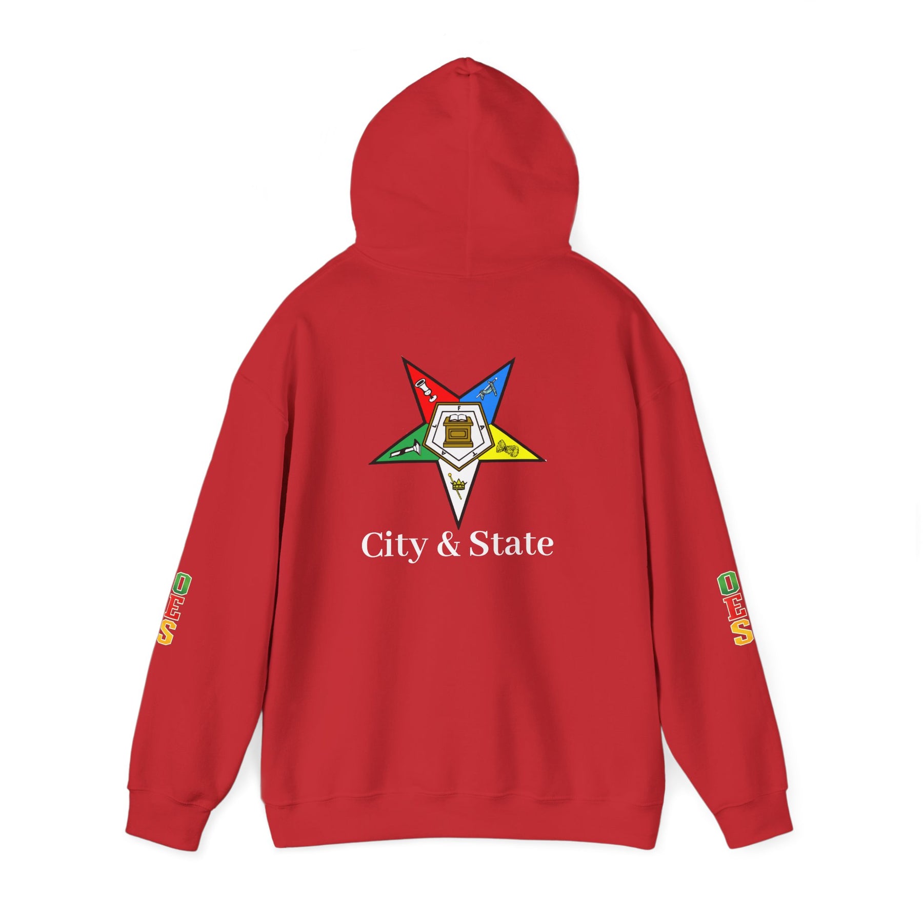 OES Hoodie - Colorful Eastern Star & Initials with Personalization - Bricks Masons