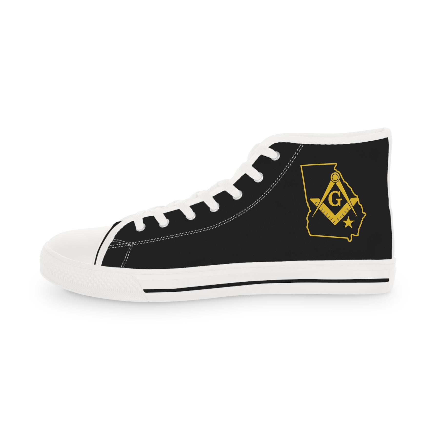 Master Mason Blue Lodge Sneaker - High Top Black & White Sole Georgia Map Mason - Bricks Masons
