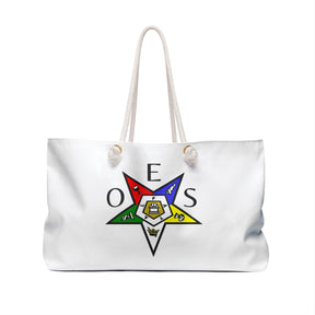 OES Travel Bag - White Spun Polyester With Colorful Star - Bricks Masons