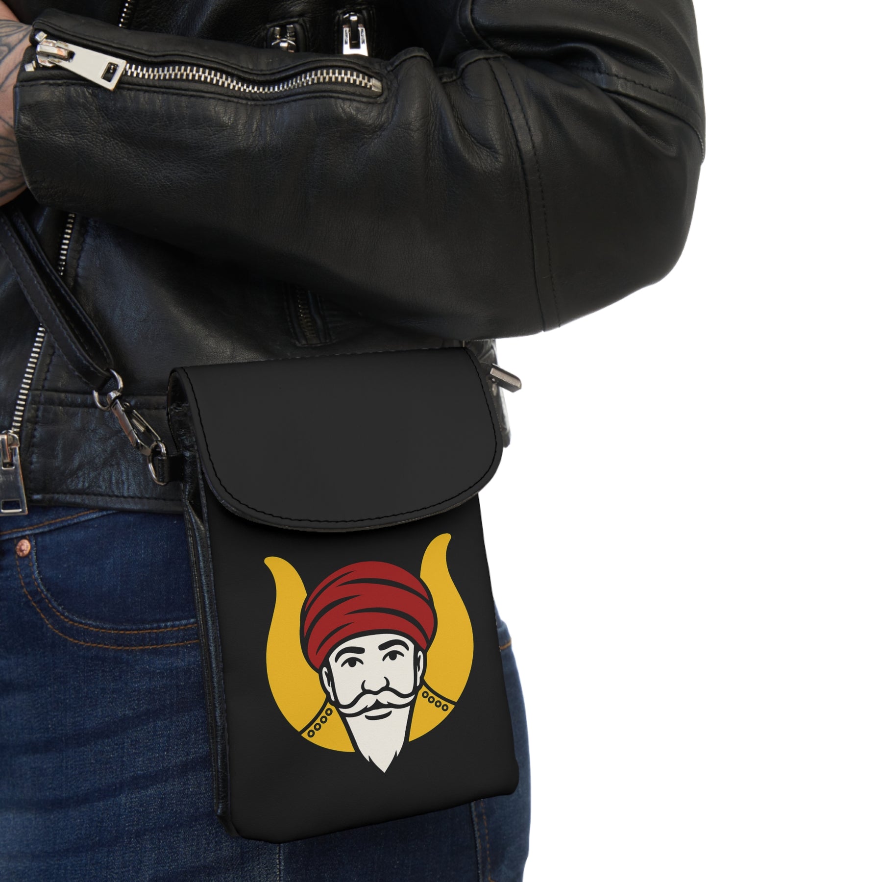 GROTTO Cell Phone Wallet - Microfiber Leather With Adjustable Strap - Bricks Masons