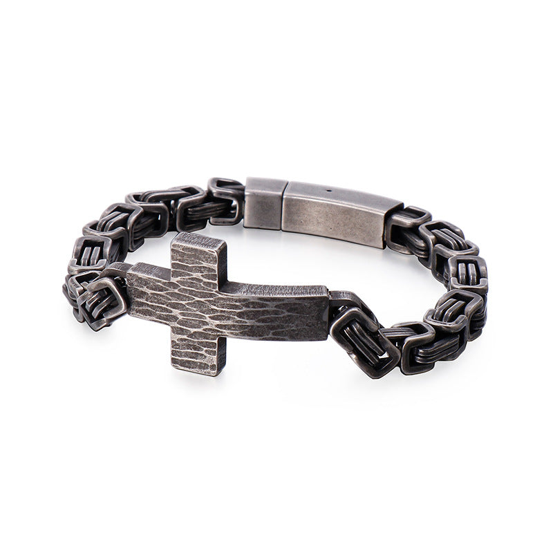 Knights Templar Commandery Bracelet - Steel Color With Cross - Bricks Masons