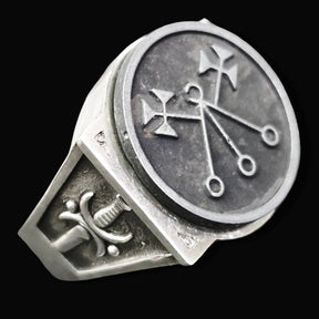 Demon Ring 5 President Marbas 72 Demons Lesser Key of Solomon Goetia In Silver 2.2 cm x 1.8 cm 18 Gr Art 1783 - Bricks Masons