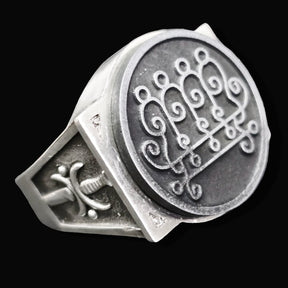 Demon Ring 9 KING PAIMON 72 Demons Lesser Key of Solomon Goetia In Silver 2.2 cm x 1.8 cm 18 Gr Art 1787 - Bricks Masons