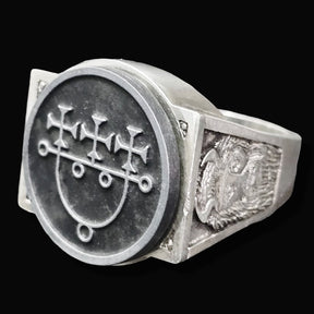 Demon Ring 12 PRINCE SITRI Sitri 72 Demons Minor Key of Solomon Goetia In Silver 2.2 cm x 1.8 cm 18 Gr Art 1790 - Bricks Masons