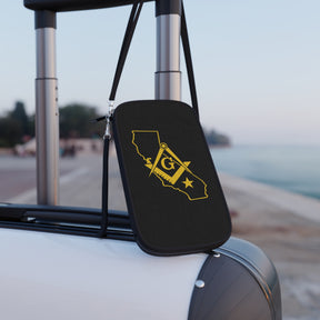 Master Mason Blue Lodge Passport Wallet - California Mason With Shoulder & Wrist Strap - Bricks Masons