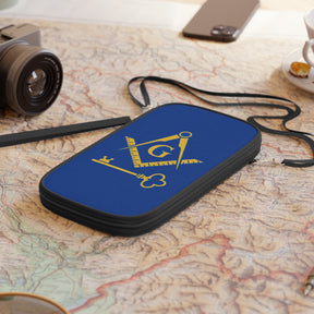 International Masons Passport Wallet - Blue & Yellow With Shoulder & Wrist Strap - Bricks Masons