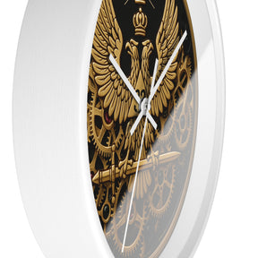 33rd Degree Scottish Rite Clock - Open Gear Eagle on Wood Frame With Plexiglass Face - Bricks Masons