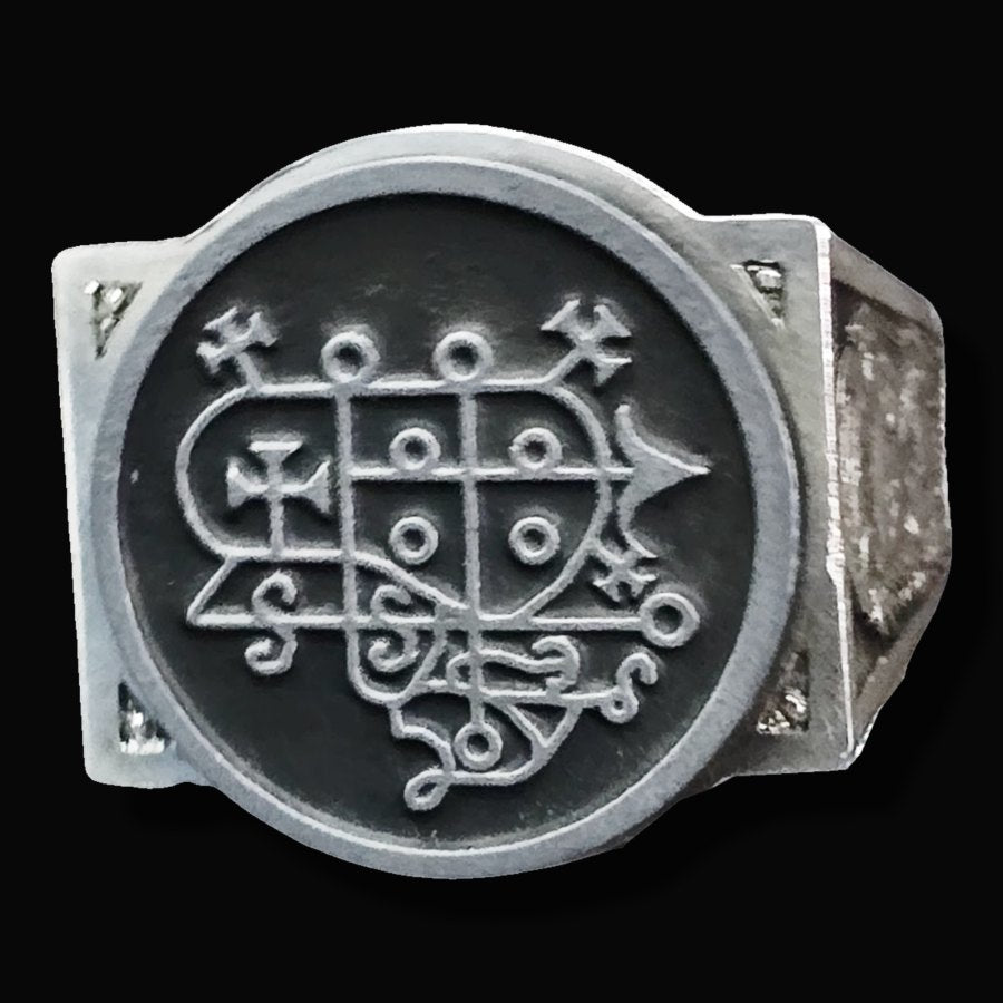 Demon Ring 28 DUKE BERITH 72 Demons Lesser Key of Solomon Goetia In Silver 2.2 cm x 1.8 cm 18 Gr Art 1806 - Bricks Masons