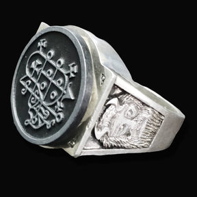 Demon Ring 28 DUKE BERITH 72 Demons Lesser Key of Solomon Goetia In Silver 2.2 cm x 1.8 cm 18 Gr Art 1806 - Bricks Masons