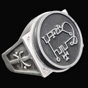 Demon Ring 37 MARQUES PHENEX 72 Demons Lesser Key of Solomon Goetia In Silver 2.2 cm x 1.8 cm 18 Gr Art 1815 - Bricks Masons