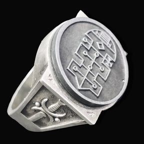 Demon Ring 40 COUNT RAUM 72 Demons Lesser Key of Solomon Goetia In Silver 2.2 cm x 1.8 cm 18 Gr Art 1818 - Bricks Masons