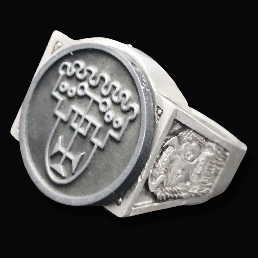 Demon Ring 45 KING COUNT VINE 72 Demons Lesser Key of Solomon Goetia In Silver 2.2 cm x 1.8 cm 18 Gr Art 1823 - Bricks Masons
