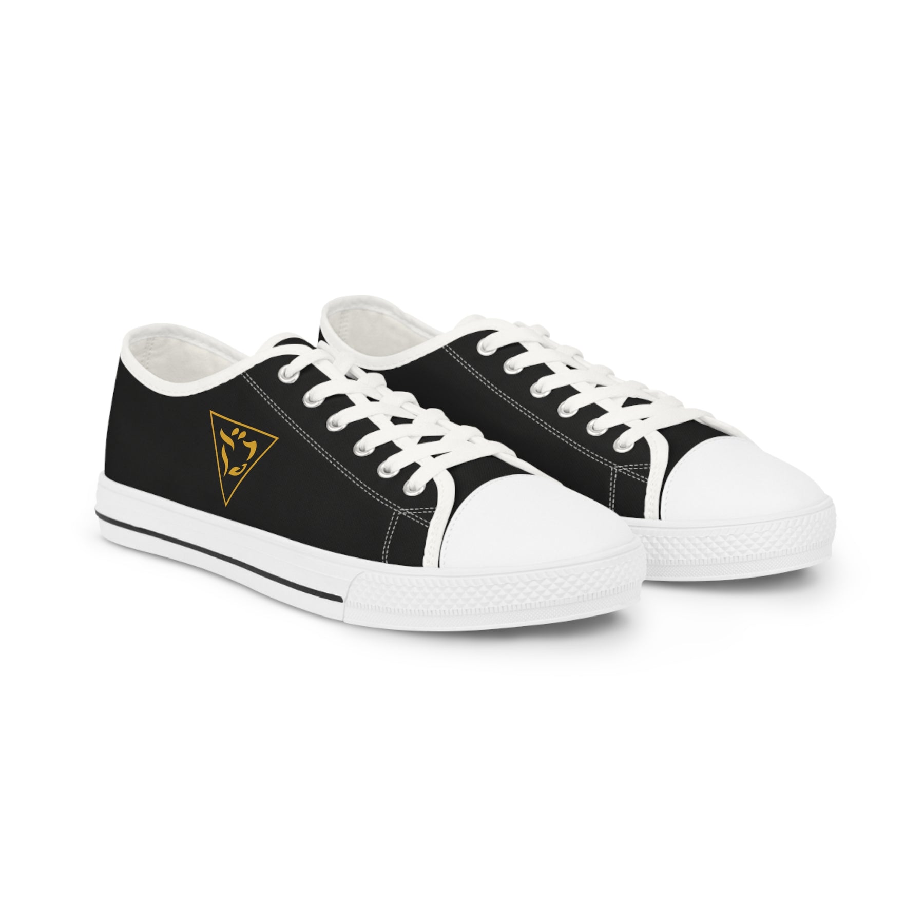 Grand Tiler of Solomon Sneaker - Low Top Sneaker Black & White Golden Emblem - Bricks Masons