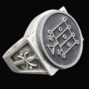 Demon Ring 50 KNIGHT FURCAS 72 Demons Minor Key of Solomon Goetia In Silver 2.2 cm x 1.8 cm 18 Gr Art 1828 - Bricks Masons