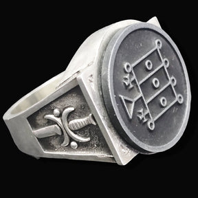 Demon Ring 50 KNIGHT FURCAS 72 Demons Minor Key of Solomon Goetia In Silver 2.2 cm x 1.8 cm 18 Gr Art 1828 - Bricks Masons