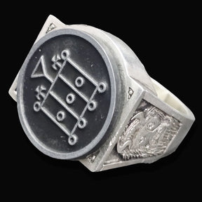 Demon Ring 50 KNIGHT FURCAS 72 Demons Minor Key of Solomon Goetia In Silver 2.2 cm x 1.8 cm 18 Gr Art 1828 - Bricks Masons