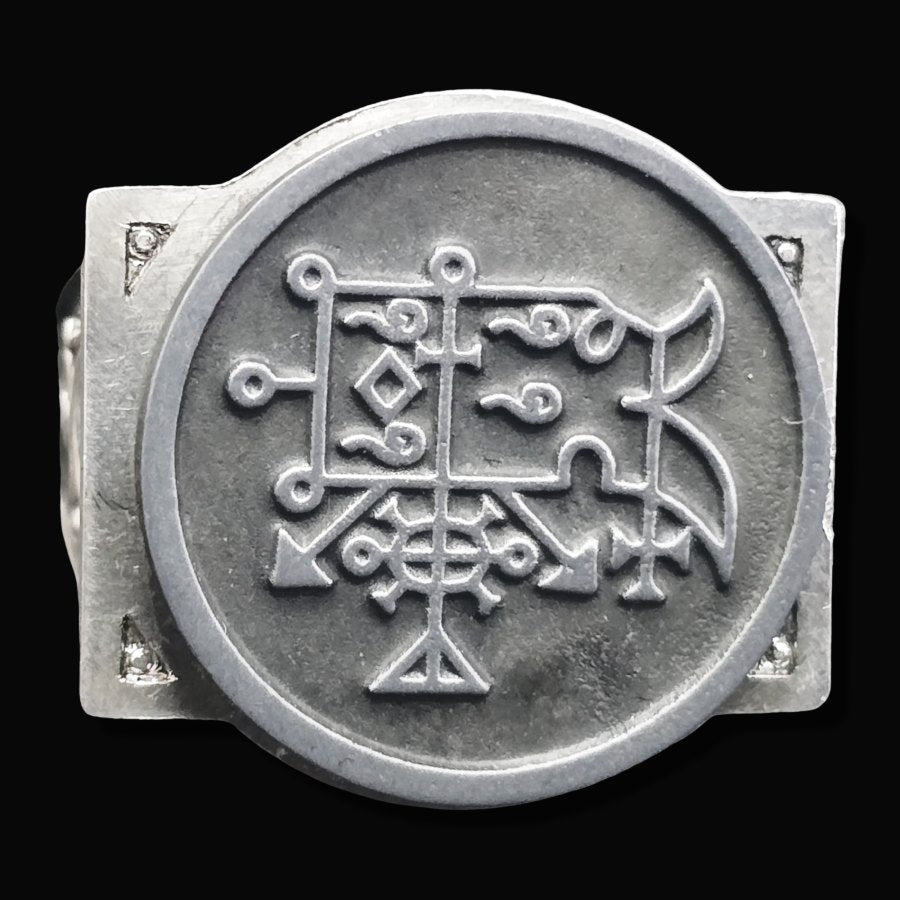 Demon Ring 53 PRESIDENT CAMIO 72 Demons Minor Key of Solomon Goetia In Silver 2.2 cm x 1.8 cm 18 Gr Art 1831 - Bricks Masons