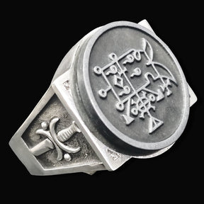 Demon Ring 53 PRESIDENT CAMIO 72 Demons Minor Key of Solomon Goetia In Silver 2.2 cm x 1.8 cm 18 Gr Art 1831 - Bricks Masons