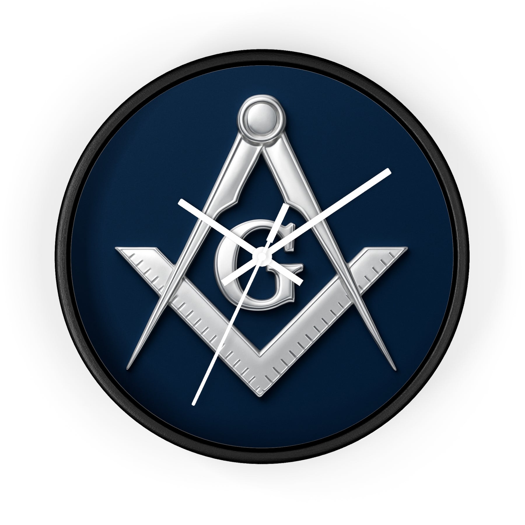 Master Mason Blue Lodge Clock - S&C G Emblem on Wood Frame - Bricks Masons
