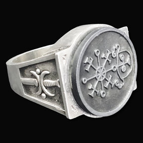 Demon Ring 62 KING PRESIDENT VALAC 72 Demons Lesser Key of Solomon Goetia In Silver 2.2 cm x 1.8 cm 18 Gr Art 1840 - Bricks Masons